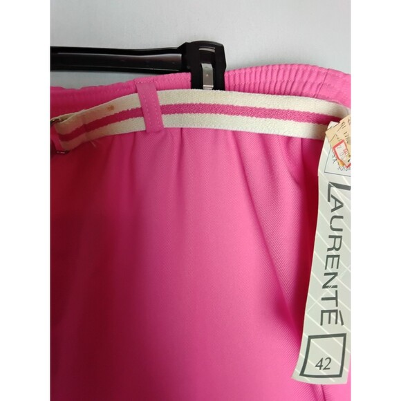 VINTAGE Laurente Pants Womens 42 Pink Elastic Waist Pull On w/ striped bel USA - Picture 7 of 10